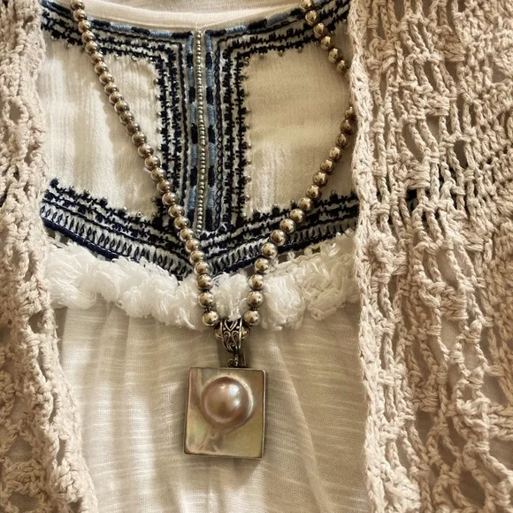 Vintage Silver Bead Shell/Pearl Necklace - Picture 2 of 9